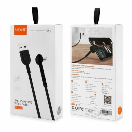 Kabel USB micro 1.2m czarny VIDVIE CB451 2.4A